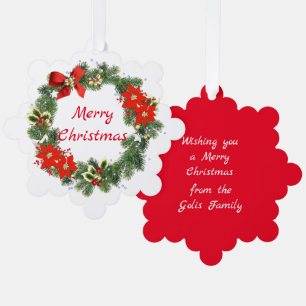 Rote und grüne Weihnachtswadenkarte Ornament Karte