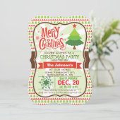 Rote und grüne Weihnachtszeit-Party Einladung (Stehend Vorderseite)