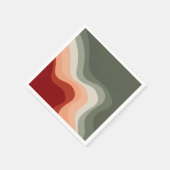 Rote und grüne Wellen im Retrostil Serviette (Ecke)