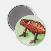 Rote und grüne Wildkunst, Round Magnet - Frosch (Vorderseite/Rückseite)