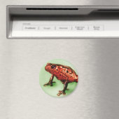 Rote und grüne Wildkunst, Round Magnet - Frosch (In Situ (Geschirrspüler))
