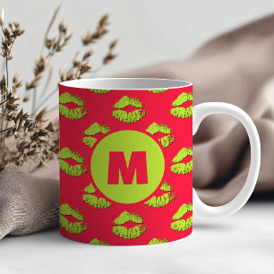 Rote und grüne XOXO küssende Lippen Personalisiert Kaffeetasse