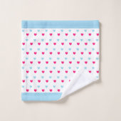 Rote und helle blaue Herzen Badhandtuch Set (Waschlappen)