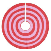 Rote und hellrosa Ringmuster Polyester Weihnachtsbaumdecke (Vorderseite)
