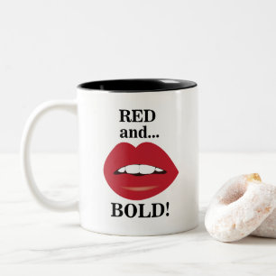 Rote und kühne Lippen Zweifarbige Tasse