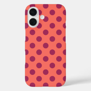 Rote und lebende Korallenpolka-Punkte iPhone 16 Hülle