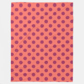 Rote und lebende Korallenpolka-Punkte Fleecedecke (Vorderseite)