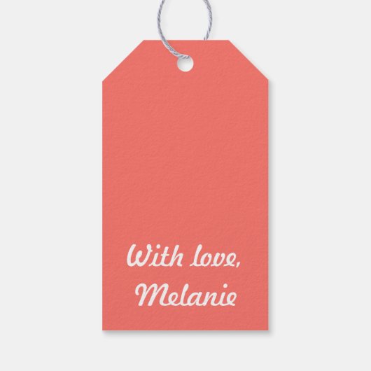 Rote und lebende Korallenpolka-Punkte Geschenkanhänger (Rückseite)