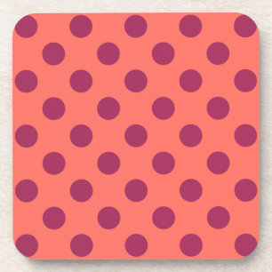 Rote und lebende Korallenpolka-Punkte Getränkeuntersetzer