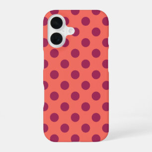 Rote und lebende Korallenpolka-Punkte iPhone 16 Hülle