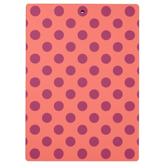 Rote und lebende Korallenpolka-Punkte Klemmbrett (Rückseite)