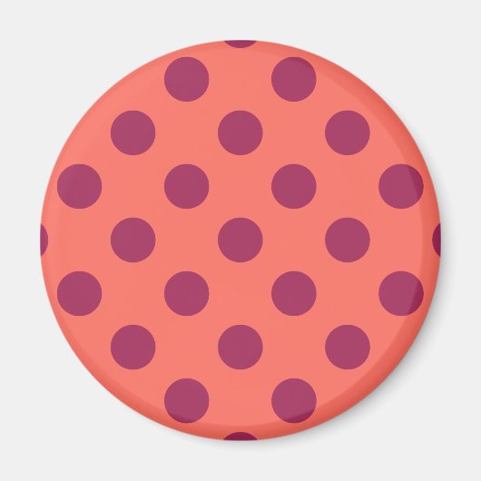 Rote und lebende Korallenpolka-Punkte Magnet (Vorne)