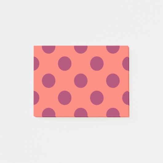 Rote und lebende Korallenpolka-Punkte Post-it Klebezettel (Vorderseite)
