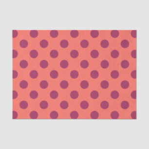 Rote und lebende Korallenpolka-Punkte Seidenpapier