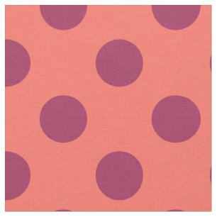 Rote und lebende Korallenpolka-Punkte Stoff