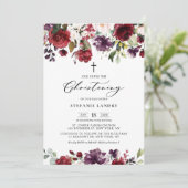 Rote und Lila Aquarellfarben Blume Christine Einladung (Stehend Vorderseite)