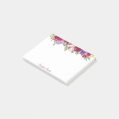 Rote und lila Aquarellfarben-Blume personalisiert Post-it Klebezettel (angewinkelt)