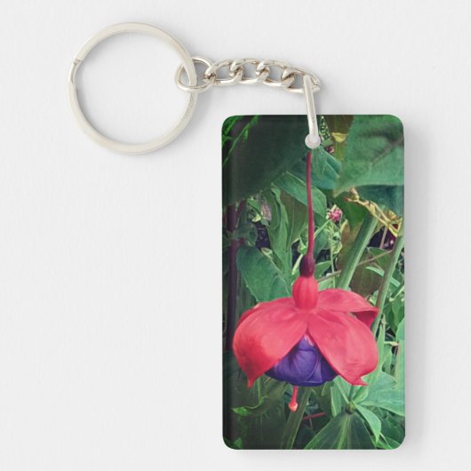 Rote und lila Blume Schlüsselanhänger (Vorderseite)