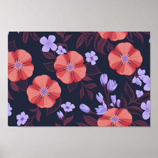Rote und Lila Blüte im dunklen Hintergrund Poster (Vorne)
