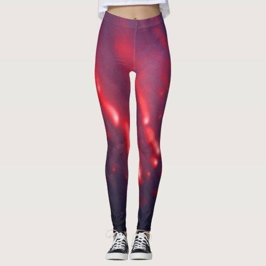 Rote und Lila Cloud-Abstraktion Leggings (Vorderseite)