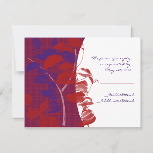 rote und Lila Design-Antwortkarte RSVP Karte (Vorderseite)