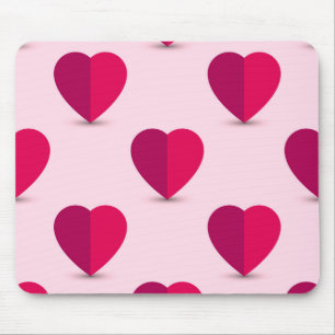 Rote und Lila Herzen auf rosa Hintergrund Mousepad