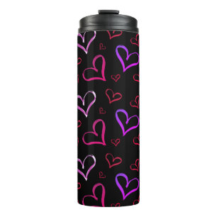Rote und Lila Herzen Thermosbecher