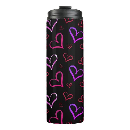 Rote und Lila Herzen Thermosbecher (Vorderseite)
