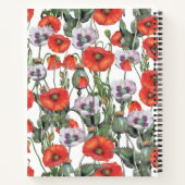 Rote und Lila Poppies Muster Personalisierte Rezep Notizblock (Rückseite)