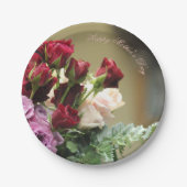 Rote und Lila Rose Pappteller (Vorderseite)