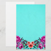 Rote und lila Rose türkis Briefpapier (Vorne/Hinten)