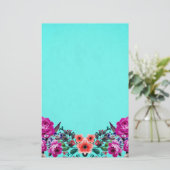 Rote und lila Rose türkis Briefpapier (Stehend Vorderseite)