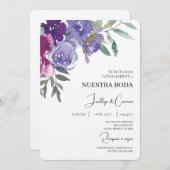 Rote und lila spanische Hochzeitseinladung Einladung (Vorne/Hinten)