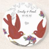 Rote und Lila Vintage Vogelarten Untersetzer (Vorne)