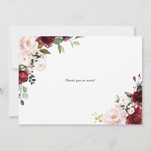 Rote und Lila Wasserfarben Blumengarten Hochzeit Dankeskarte (Rückseite)