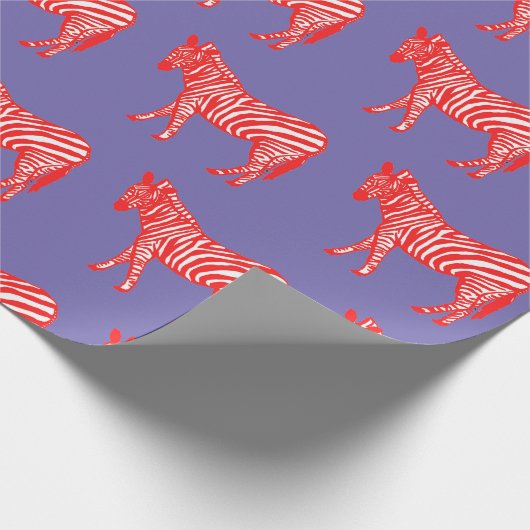 Rote und Lila Zebra Wrapping Geschenkpapier (Ecke)