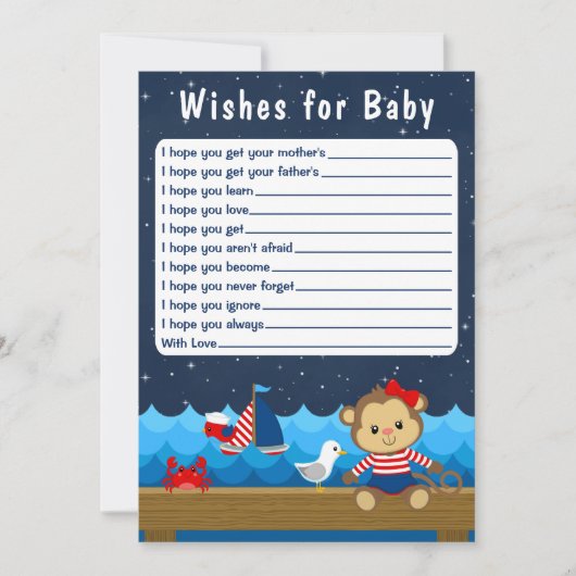 Rote und Marinefischereien von Affen für Kinder Einladung (Vorderseite)