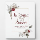 Rote und nebelfarbene Hochzeitsfeier Fotoplatte (Vorderseite)