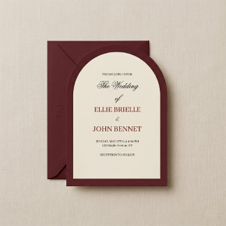 Rote und neutrale Vintage-Hochzeitseinladung Einladung