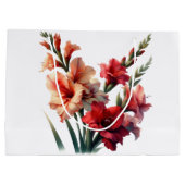 Rote und orange Gladiolen-Blumen Große Geschenktüte (Rückseite)