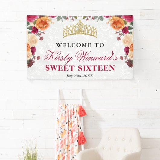 Rote und orange Herbstliche Blume Süß 16 Banner (Insitu)