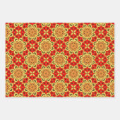 Rote und orange orientalische Geometrische Muster Geschenkpapier Set (Vorderseite)