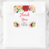 Rote und orange Rosen Brautdusche Danke Quadratischer Aufkleber (Tasche)