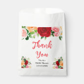 Rote und orange Rosen Brautparty Dankeschön Geschenktütchen (Vorderseite)