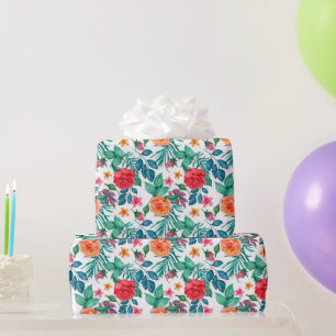 Rote und orange Rosen Hochzeitsgeschenkpapier Geschenkpapier
