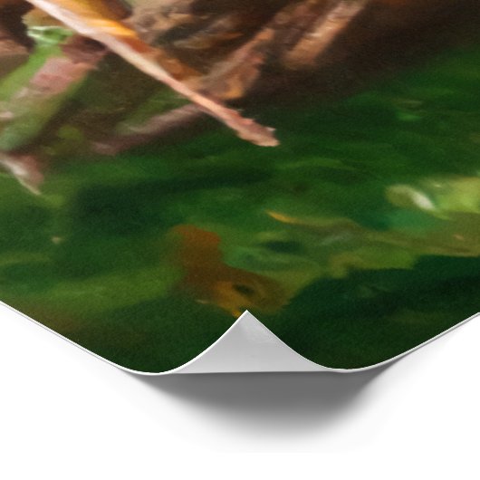 Rote und orangefarbene Alien | AI Art Poster (Ecke)