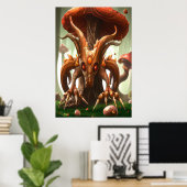 Rote und orangefarbene Alien | AI Art Poster (Heimbüro)