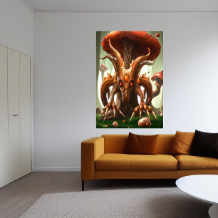 Rote und orangefarbene Alien   AI Art Poster