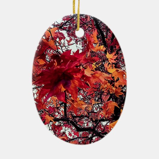 Rote und orangefarbene Blätter Keramik Ornament (Hinten)