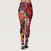 Rote und orangefarbene Blätter Leggings (Rückseite)